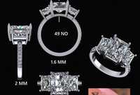 Anillo de Oro Sólido de 14K con Corte Radiante de 3 Ct Personalizado para Mujer, Diamante de Color E Certificado por IGI con Pequeños Diamantes Laterales, Banda Lujosa