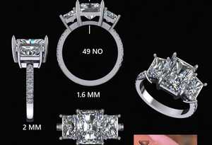 แหวนเปล่งประกายปรับแต่ง3กะรัต VVS1เพชรที่ผ่านการรับรองจาก D IGI พร้อมสายคาดสุดหรูประดับเพชรขนาดเล็กด้านข้าง - Product Image 3