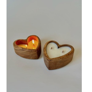 Cuenco de cera de madera con forma de corazón para decoración de boda, cuenco de masa de madera de lujo personalizado, cuenco decorativo elegante para velas de cera de madera - Product Image 1