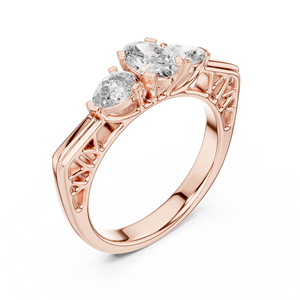 Anillo de Diamante Cultivado en Laboratorio de Corte Ovalado de Lujo de 0.50ct y Corte Pera de 0.25ct para Mujer, Oro de 10K/14K/18K/Plata, Chapado, Certificado IGI, Regalo de Aniversario para Ella - Product Image 4