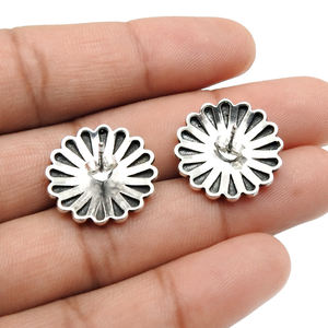 Best Selling New Design 925 Sterling Silver Natural Blue <b>Turquoise</b> Gemstone Flower Shape <b>Stud</b> <b>Earrings</b> for Woman Girls Jewelry - Product Image 2