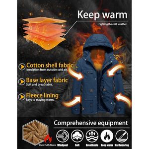 Blouson d'aviateur doublé en polaire décontracté de haute qualité pour hommes Manteau d'hiver personnalisé avec col montant et logo avant multi-poches - Product Image 3