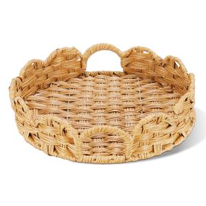 Panier en rotin hôtel ménage pain collations bonbons fruits tissé plateau de rangement rotin coquille carthame - Product Image 4