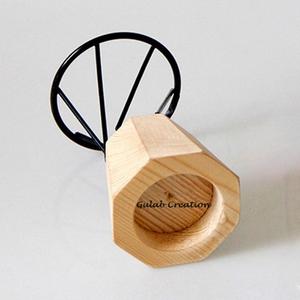 ที่ใส่เทียนไม้ธรรมชาติทำมือรักษ์โลก พร้อมฐานโลหะทันสมัย ตกแต่งบ้าน ZAMZAM IMPEX มีจำหน่ายรูปทรงหกเหลี่ยม - Product Image 3