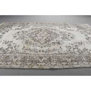 Alfombra de 5,4x8,5 pies, Alfombra Turca Vintage, Alfombra Marroquí Blanca - Product Image 3