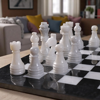 Boîte de rangement en marbre pour jeu d'échecs |   Échiquier en pierre noire et blanche fait main |   Jeu de stratégie classique pour adultes et enfants |   Ange animalier