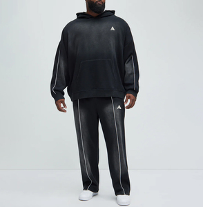 Conjunto de Sudadera con Capucha y Pantalones Deportivos Extra Grandes para Hombre, Lavado Ácido, Personalizado OEM, Fabricante de Conjuntos Deportivos Lisos - Product Image 1