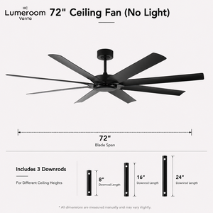 72 Inch <b>Large</b> Industrial Ceiling <b>Fan</b> No Light with Remote, Quiet DC Motor for Patio Living Room - Product Image 5