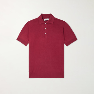 เสื้อโปโลผ้าฝ้าย100% ของผู้ชายแบบใหม่สีแดงสำหรับฤดูร้อน - Product Image 1