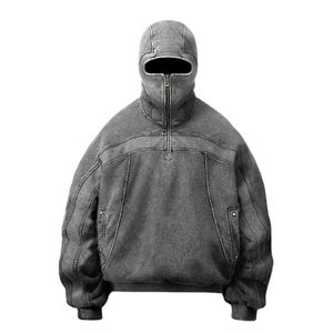 100% Material de algodón French Terry Sun Faded Acid Wash Sudadera con capucha personalizada Transpirable Desgastado Heavyweight Sun Faded Hoodie - Product Image 3