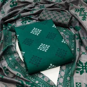 Ensemble de tenue traditionnelle indienne Salwar Kameez pour femmes, en coton de soie brodé, non cousu, 3 pièces, avec dupatta, ensemble imprimé à l'écran - Product Image 5