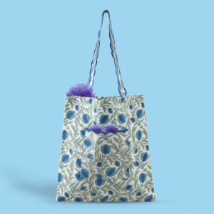 Bolso de hombro de lona con estampado de bloque de mano indio azul reina 2025 para mujer moda de tendencia para Compras, Viajes, regalos de comestibles - Product Image 1