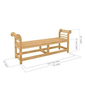 Banc d'extérieur Hammond en teck massif avec coussin et finition naturelle pour cour, villa, parc - Product Image 5