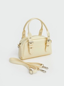 OEM ODM Private Label Custom Logo Women's Butter Yellow Mini Boston <b>Bowling</b> Bag PU Leather Top Handle Shoulder Bag Factory - Product Image 4