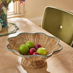 Bandeja de mimbre rectangular con borde ondulado, bandeja de servicio tejida hecha a mano, cesta organizadora decorativa para cafetería, restaurante, decoración del hogar - Product Image 4