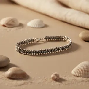 Bracelet de cheville tressé en argent 925 pour femme, avec diamant, plaqué or 14K 18K, matériau principal en or, bijoux - Product Image 2