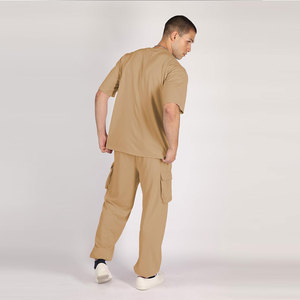 Ensemble de survêtement d'hiver léger pour homme en deux pièces, tissu respirant en coton et polyester, manches courtes, taille élastique, poches latérales - Product Image 3