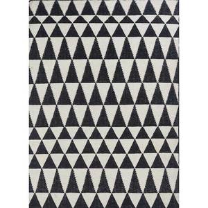 Alfombra Rectangular de Yute y Lana Tejida Plana Indusbar Dwrm-173 Gris y Negra con Patrón Geométrico y Abstracto a Rayas para el Hogar - Product Image 1