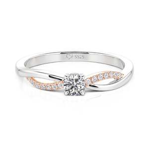 Anillo de Promesa Jeulia de Dos Tonos con Corte Redondo para Mujer - Product Image 1