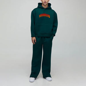 Nouveau arrivé 2026 100% coton hommes survêtement personnalisé brodé logo lourd streetwear confortable hip hop homme 2 pièces ensemble - Product Image 1