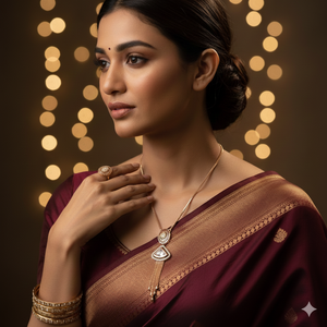 สร้อยคอจี้พู่เพชรสีโรสโกลด์18K เครื่องประดับทันสมัยสวยงาม - Product Image 1