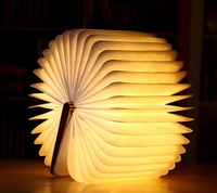 Lampe de table LED sans fil USB avec bureau en bois confortable et chaud Veilleuse moderne pour chambre à coucher Lecture et décoration Abat-jour en papier