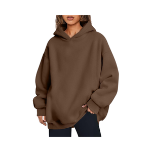 เสื้อสเวตเตอร์มีฮู้ดผ้าฟลีซโอเวอร์ไซส์2025ทันสมัยสำหรับผู้หญิงราชินีเสื้อลำลองแขนยาวแบบสวมหัวเสื้อด้านหน้าฤดูใบไม้ร่วงสุดเพอร์เฟกต์ - Product Image 1