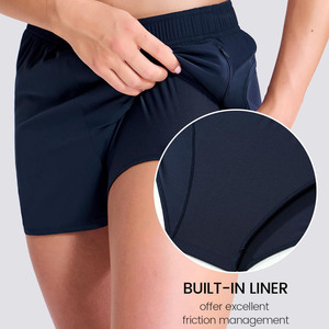 Pantalones cortos para mujer, pantalones cortos deportivos transpirables con costuras de malla, pantalones cortos de Fitness de LICRA antiluz con cintura elástica de talla grande para mujer - Product Image 5