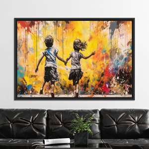 Affiche sur toile imprimée pour enfants sur le thème de l'art urbain, décoration murale urbaine, TOILE ENCADRÉE NOIRE - Product Image 1