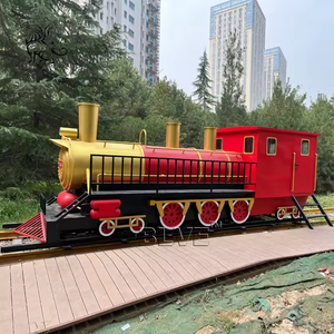 BLVE tamaño grande al aire libre parque decorativo Metal Arte Centro Comercial modelo estatua jardín rojo Acero inoxidable <span class=keywords><strong>tren</strong></span> escultura - Product Image 1