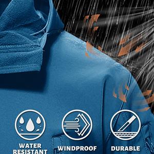 Logo personnalisé randonnée en plein air coquille dure imperméable fermeture éclair à capuche couture scotchée contraste couleur respirant imperméable hommes veste - Product Image 2