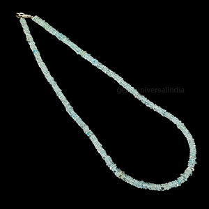 Collier Heishi lisse de pierres précieuses d'aigue-marine, collier de perles avec fermoir en argent sterling 925, cadeau de perles de pneu lisse d'aigue-marine - Product Image 6