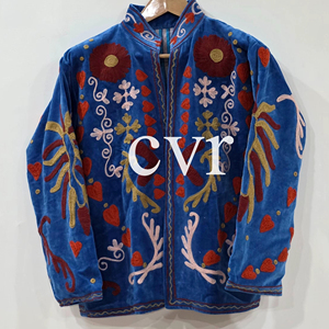 Hand Embroidered Uzbek Handmade Velvet Women's Luxury Coat Outerwear Suzani Eco-Friendly Suzani Velvet Winter <b>Boho</b> for Party - Product Image 1