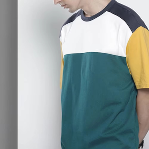 เสื้อยืดบล็อกสีผ้าฝ้าย100% สำหรับผู้ชายเสื้อยืดครึ่งแขนฤดูร้อนสวมใส่สบายระบายอากาศได้ดีฤดูร้อน - Product Image 4