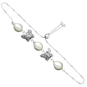 Desire Gem's ajustable perla de agua dulce y pulsera deslizante de Plata de Ley 925 pulseras y brazaletes de joyería natural SDB3730