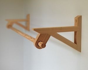 FarBoat 2pcs Teak-Tinged Wooden Curtain Rod Brackets - Single Slot, Fits Up To 1-1/4 Inch Rods