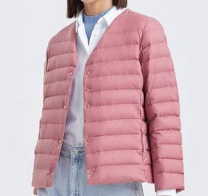 Chaqueta acolchada impermeable ultraligera para mujer, abrigo de invierno cálido acolchado con patrón sólido, Chaqueta corta teñida lisa - Product Image 1