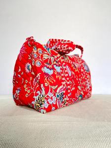 Bolsa de lona deportiva informal de algodón con estampado de bloques, bolsa de viaje Floral grande para fin de semana, equipaje duradero de alta calidad ecológico acolchado - Product Image 4