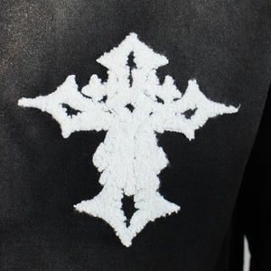 Sudaderas con Capucha y Cierre de Cremallera Personalizadas de Algodón Negro Francés, Estilo Vintage, Lavado Ácido, Bordadas, Gruesas, para Hombre - Product Image 4