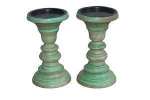 Bougeoirs modernes en bois naturel avec motif de sculpture pour la décoration de la maison et les occasions de Noël - Product Image 1