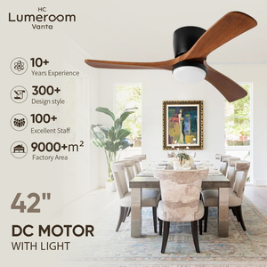 Ventilateur de plafond de 42 pouces avec lumière et télécommande, en bois massif, montage encastré, profil bas, moteur DC silencieux, ventilateur de plafond LED pour chambre à coucher - Product Image 2