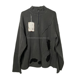 เสื้อสเวตเชิ้ตแบบหนาสั่งทำได้ MOQ ต่ำ ออกแบบแฟชั่น ปักลาย คอซิป แขนยาว ผลิตจากโรงงาน - Product Image 5