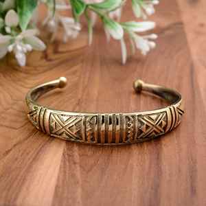 Handmade <b>Boho</b> Brass Cuff <b>Bracelet</b> Adjustable Jewelry with Mandala Art Design Unisex Gift for Multiple Occasions - Product Image 4
