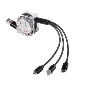 Câble de données USB 3 en 1 à charge rapide, style Zip Zap, avec prise en charge des connecteurs Type C et Micro USB - Product Image 4