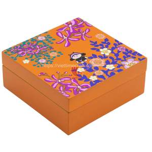 Top Tendance Personnalisé Luxe Laque Cadeau Boîte Plateau De Service Rectangle Vaisselle À La Main Vietnam Multifonctionnel En Gros - Product Image 1