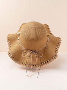 New Summer Dome High Sun Hats Omen Fashion Girl Straw Hat Ribbon Bow Beach Cap Casual Straw Flat Top Panama Caps Bone Feminino - Product Image 4