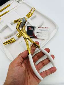 Kit d'outils Microlink Premium, pince pour extensions de cheveux à clipser en or blanc avec étui, logo personnalisé, boucle de tirage pour extensions de cheveux - Product Image 4