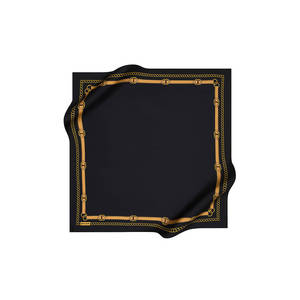 Black Cotton Silk Square Scarf with Bow and Solid Pattern - Product Image 1