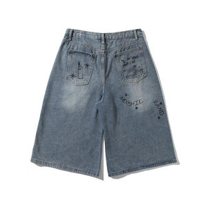 Shorts en jean baggy d'été de qualité supérieure Conception personnalisée Logo brodé Décoration vintage Style décontracté Meilleurs vêtements de rue - Product Image 6