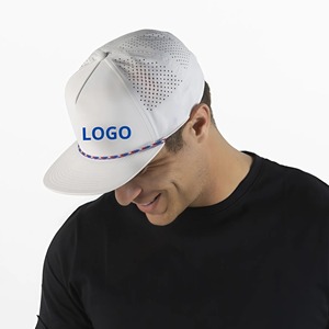 OEM personalizado transpirable blanco 5 paneles corte láser camionero ala plana cierre Snapback rendimiento viajes deportes al aire libre estilo de la calle - Product Image 3